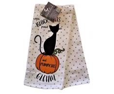 Bewitched Halloween Küchenhandtuch-Set When Black Cats Prowl and Pumpkins Gleam
