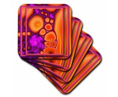 3dRose CST_23495_3Dance with That Hippie Chick Retro Hippie Flowerpower Psychedellic Fraktal Orange Lila Keramik Fliesen Untersetzer Set von 4