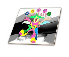 3dRose CT 1256 _ 6 Happy Birthday Clown Around-Glass Fliesen, 15,2 cm