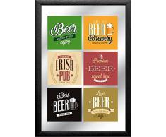 empireposter - Beer - Labels - GröÃe (cm), ca. 20x30 - Bedruckter Spiegel, NEU - Beschreibung: - Bedruckter Wandspiegel mit schwarzem Kunststoffrahmen in Holzoptik -