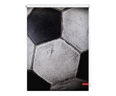 Lichtblick Verdunklungsrollo Klemmfix, 45 x 150 cm mit Motiv Retro Fußball - Schwarz-Weiß Montage ohne Bohren, blickdichter Sicht-und Sonnenschutz, Motivrollo mit Verdunklungsfunktion