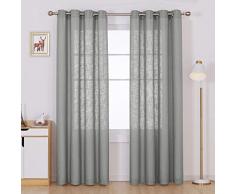 Deconovo Vorhänge, Leinenoptik, Leinenoptik, solide 52x96 Inch grau