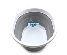 Sammart Wäschekorb aus Kunststoff, oval, faltbar, Aufbewahrungsbehälter/Organizer, tragbar, platzsparend grau