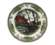 Johnson Brothers A4038101003 Friendly Village Salatteller, Steingut, Red, Green, Silver, Blue