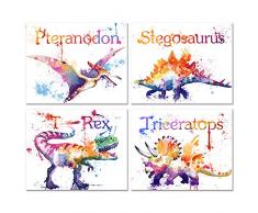 Kunst-Dekoration, abstrakte Aquarell-Dinosaurier-Gemälde, Kunstdruck, gerahmt, gespannt, Tierbild, Poster für modernes Zuhause, Kinderzimmer, Schlafzimmer, Dekoration, Geschenke, moderne Kunst Abstrakt 16x20 01