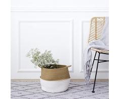 Kenay Home Deko-Korb Tidy Baumwolle 30 cm (Breite), Weiß und Natur, 30 x 26 x 30 cm (B x H x T)