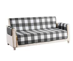Quick Fit Checkered Alba Sofabezug, wendbar, wasserdicht, Mikrofaser, Grau/Schwarz, Sofa Cover
