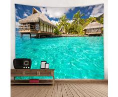 Red Fire Stoff Wandteppich Dekoration Wandkunst Tischdecke Tagesdecke Picknickdecke Strandüberwurf Tapisserien bunt Schlafzimmer Flur Wohnzimmer 79x59 inches Sea Villa