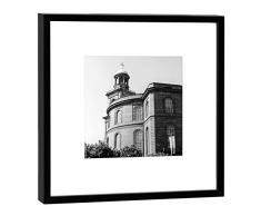 COGNOSCO Fotografie im Holzrahmen: Paulskirche Frankfurt-Fotodruck-Format 27 x 27 cm-Rahmenfarbe schwarz-Hochwertiges Wandbild, Geschenkidee oder Souvenir aus Hessen, Holz, Weiß, Rahmen