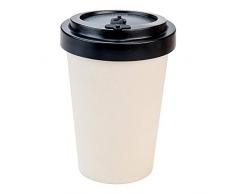 WOOD WAYS Woodway Kaffeebecher, 400 ml, aus Bambus, wiederverwendbar und biologisch abbaubar, wiederverwendbarer Trinkbecher, Schraubdeckel, modernes Design Natur