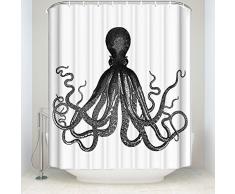 Leotear Stoff Duschvorhang Set mit Haken Wasserdichte Polyester Badvorhänge für Badezimmer Dusche und Badewanne Halbkraken Modern 72x84 inches Octopus