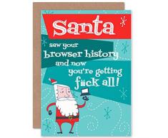 Wee Blue Coo Santa Saw Your Browser History, lustige Weihnachtskarte für Erwachsene, unhöflich