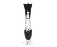 Kardas Kristall (TM) Bohemia Bleikristall Glas shappilo Vase Roman Muster, glas, schwarz - midnight black, M