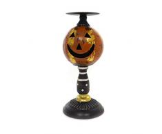 K&K Interiors 41185A-1 Jack O Laterne auf Spindelsockel, Schwarz/Weiß