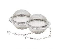 TEE Kugel Sieb, Fu Store Premium Edelstahl Mesh Tee-Ei, 5,3 cm 2.17 inches(Pack of 2) Silberfarben