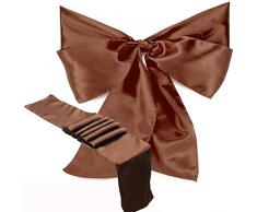 Elina Home Kombi-Satin-Packung Tischläufer 30,5 x 274,3 cm & 5 Stühle Schleifen Schärpe Hochzeit Bankett Küche Home Decor Englisch Brown braun