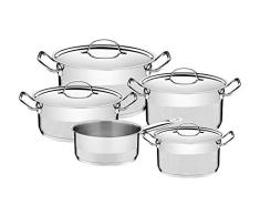 Tramontina 65620106 Professional Topfset 5-teilig, rostfreier Edelstahl, 4 Kochtöpfe, 1 Stielkasserolle, für alle Herdarten geeignet, 18/10 Stahl