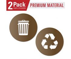 Vinyl Friend Recycling und Abfall-Aufkleber Logoart 2 Symbol Mülleimer oder Müllcontainer und Wände zu organisieren - Black Gloss Vinyl-Aufkleber Aufkleber klein - 5.5x5.5 Copper metallic