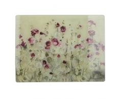 Creative Tops Wild Field Poppies Arbeitsplattenschutz / Servierbrett aus Glas, 40 x 30 cm (15,5 x 12) - Cremefarben / Rot