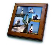 3dRose FT 61714 _ 1 Leuchttürme Looking Over Lake Erie Collage-Framed Fliesen, 8 20,3 cm