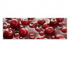 Panoramabild auf Leinwand und Keilrahmen 150x50cm Kirschen Wasser Hintergrund