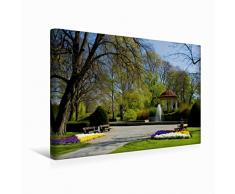 CALVENDO Leinwand Stadtpark mit Pavillon 45x30cm, Special-Edition Wandbild, Bild auf Keilrahmen, Fertigbild auf hochwertigem Textil, Leinwanddruck, kein Poster