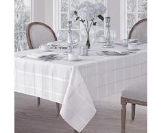 Newbridge Eleganz Plaid no-Iron Boden aus widerstandsfähigem Stoff gewebt Tischdecken, Polyester-Mischgewebe, weiß, 70 Inches Round