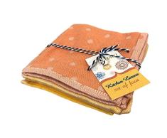 allasta Baumwolle Polka Dot Küche Reinigungstuch Handtücher orange gelb Set 4