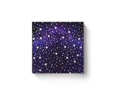 Ölgemälde auf Leinwand, quadratisch, für Schlafzimmer, Wohnzimmer, Wohnzimmer, Dekoration, bunte 3D-Stern-Galaxie-Muster in lila Nacht-Universum, Himmel, Büro, Kunstwerke gespannt auf Holzrahmen, fertig zum Aufhängen. 12 x 12 Inch Star19yag0203