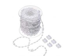 Symphonyw Vertikal Jalousien Kette 20 Meter Weiß Vertikal Jalousie Kette mit 5 Stück Kunststoff Kettenverbinder für 3,5 Zoll / 89 mm Lamellen