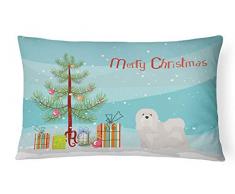 Carolines Treasures CK3469PW1216 Dekokissen Lhasa Apso, Weihnachtsbaum, Leinenstoff, Mehrfarbig