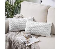 Phantoscope Kissenbezug, 2 Stück, Samt, quadratisch, für Couch Bett und Stuhl 12 x 20 weiß