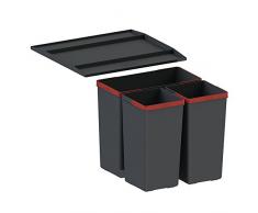 FRANKE Easysort 450-1-2 Abfallsorter Abfalleimer Mülleimer Abfallsammler, Plastik, schwarz, 37,8 x 41,4 x 34,3 cm
