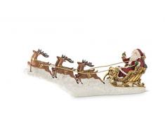 K&K Interiors 53089A Weihnachtsmann mit goldenem Schlitten, Kunstharz, 63,5 cm