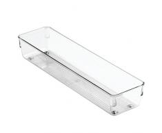 iDesign Schubladen Organizer, langer Schubladeneinsatz aus Kunststoff, Besteckkasten für Schubladen in Küche, Bad und Büro, durchsichtig