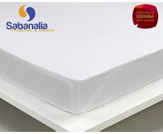 Sabanalia Wasserdichtes Bettlaken aus Baumwolle, Weiß, für Bett 200-200 x 200 + 31 cm