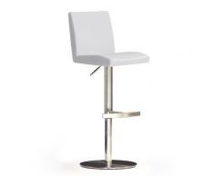 Robas Lund Barhocker Weiß mit Lehne Barstuhl drehbar 360 Grad, Hocker höhenverstellbar, PU LO.PES