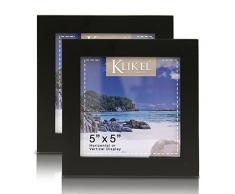 Klikel 4 x 6 Schwarz Holz-Bilderrahmen Schwarz Holz Wand aufhängen und Tisch Stehend Bilderrahmen, Set von 2 5x5 - Set of 2 Schwarz