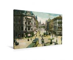 Premium Textil-Leinwand 90 x 60 cm Quer-Format Frankfurt am Main, Kaiserstraße mit Springbrunnen | Wandbild, HD-Bild auf Keilrahmen, Fertigbild auf hochwertigem Vlies, Leinwanddruck von Jens Siebert
