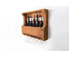 American WineKraft rustikales Weinregal aus Holz, für 6 Flaschen 11 x 22 x 4 Natur