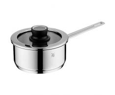 WMF VarioCuisine Stielkasserolle, 16 cm, Silence- Glasdeckel inkl. Thermometer, Kochtopf 1,4l, Cromargan Edelstahl poliert, Topf Induktion, unbeschichtet, Silikonrand