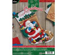 Bucilla 86702-Aufnäher Weihnachtsstrumpf aus Filz Santa S Besuchen, Größe 45,7 cm