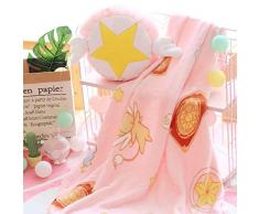 GK-O 2-in-1 Anime Cardcaptor Sakura Pink Sweet Flanell Kissen Überwurfdecke