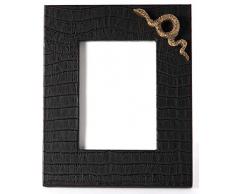 Carla Carstens Noir Schwarz Krokodillederimitat, mittelgroß, 12,7 x 17,8 cm, Wildlederglas auf dem Tisch