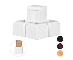 Relaxdays Möbelerhöher 4er Set, Erhöhung um 8,5 cm, für Tische, Stühle und andere Möbel, HxBxT 10x11,5x11,5 cm, weiß, 4 Stück