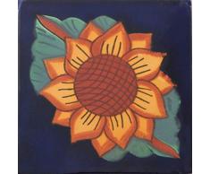 Color Y Tradition Mexikanische Talavera Fliesen, handgefertigt, 6 x 6 Treppen, Rückspritzer 4 Stück C045