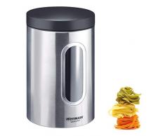 Westmark Vorratsdose mit Fenster, 2,3 L, Rund, Rostfreier Edelstahl, Silber/schwarz, 62382260