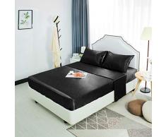 uxcell 3-teiliges Bettwäsche-Set für Doppelbett, einfarbig, farbecht, atmungsaktiv, einfarbig, Doppelbett, Queen, King Size, King Size, 3-teilig Full schwarz