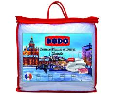 Dodo 40381140 Steppdecke Helsinki, Außenmaterial aus Baumwollperkal, Füllung aus Entendaunen/-Federn, 200 cm 140 cm, Weiß