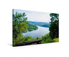 Calvendo Premium Textil-Leinwand 75 cm x 50 cm quer, Blick auf den Edersee | Wandbild, Bild auf Keilrahmen, Fertigbild auf echter Leinwand, Leinwanddruck Natur Natur